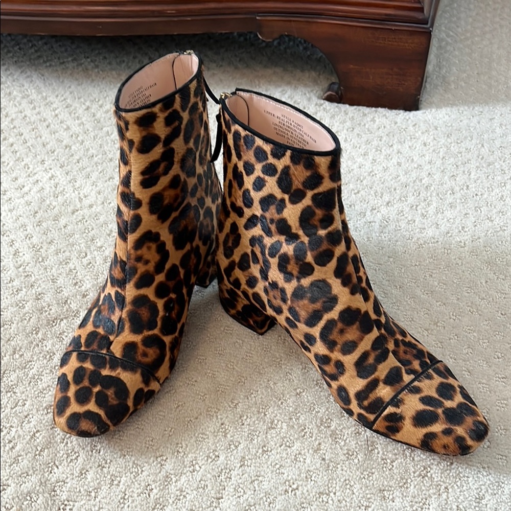 J.Crew Calf Hair Leopard Print Ankle Boots Size 8.5